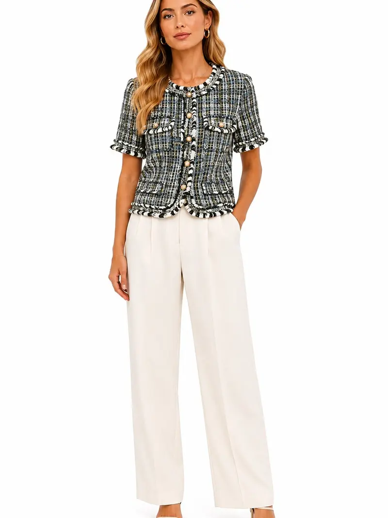 Tweed short-sleeve jacket