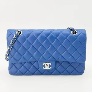 Pre-owned CHANEL lambskin Crossbody Bags Blue Classic Flap Bag Medium Lambskin