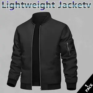 Men’s Flight Jacket Lightweight Bomber Jacket Track Coat Casual Windbreaker Fall Zip Up Coat with multiple pockets For Outdoor Work Fall Outfits