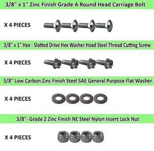 CasterHQ Brand | 3/8" Caster Plate Mounting Hardware Combo Pack - 4 Pieces of Each
