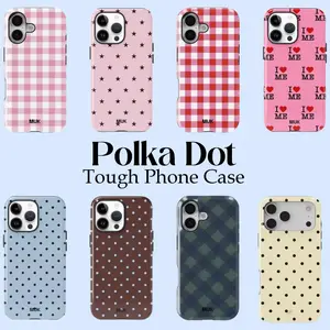 Pink Gingham, Checkered Pattern –Polka Dots, Plaid Pattern Print Protective Cover, Durable Two-in-One Protective Cover, Fits iPhone 17 16 16E 15 14 13 12 11 Pro Max