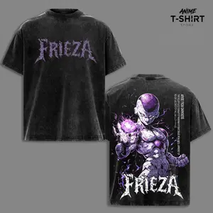 Frieza Final Form DBZ Vintage Washed Oversized Anime Shirt, Purple Energy Villain Graphic Tee, Heavyweight Cotton Streetwear, Unisex Gift for Anime Fans
