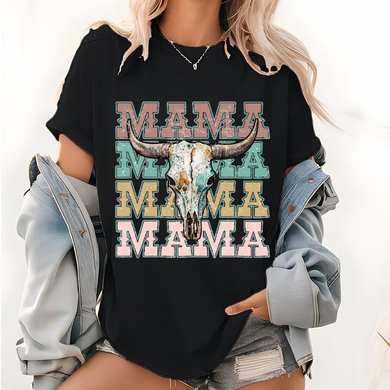 Western Style Mama T-Shirt, Casual Country Mom’s Top, Unisex Graphic Tee for Daily Wear, Comfortable Western Mama Shirt for Women and Men Menswear Tshir