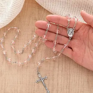 San Benito crucifix with 6mm crystal beads – sacred Catholic rosary, perfect for gifts & daily devotion Religious Pendant
