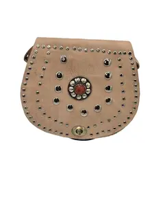 Medina   Moroccan Leather Handbag  Tooled and studded design  Handcrafted leather handbag