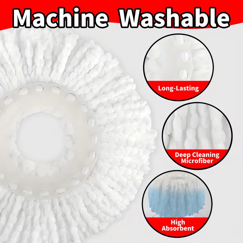 Mop Bucket Set with 360° Spin Mop and Bucket System 3 Microfiber Heads 61In Adjustable Handle for Shop Floor Cleaning