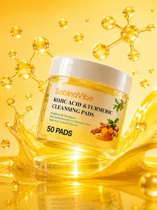 Sabina Vibe Kojic Acid & Turmeric Cleansing Pads 50 Pads Face Cleaning Wipes for Fresh Complexion and Impurity Removal - Cleanser, Makeup Remover Wipes Cleanser