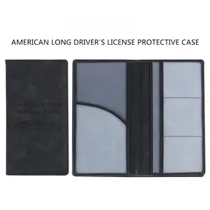 Premium PU Leather Slimfold Driver's License Protective Case - Magnetic Fit Car Glove Box Document Organizer Wallet