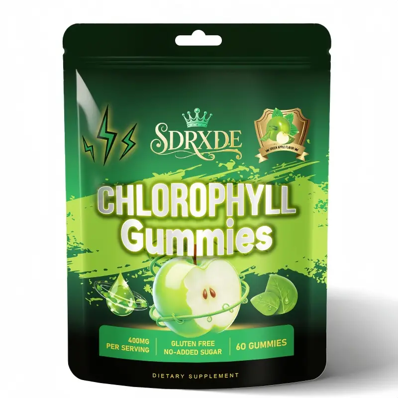 SDRXDE Dietary Edible Chlorophyll Herbal Gummies with ACV & Elderberry, Natural Green Apple Flavor, Cellular Energy Support, detox gut cleanse， Antioxidant Support, Vegan, Sugar-Free, Keto-Friendly, 60 Count formula skin