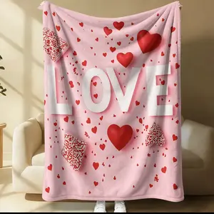 Love Heart Pattern Plush Blanket for Girls, Soft Warm Lightweight, Perfect Gift for Birthday & Holidays, Ideal for Bed Sofa Car Room Decor