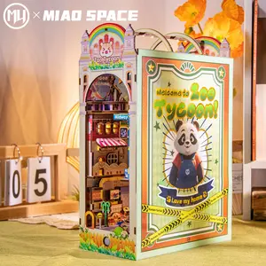 MU X MIAO SPACE Animal Party 3D Three-Dimensional Metal Puzzle Book Corner Set Handmade DIY Educational Brain Teaser Luminous Toy Desktop Office Decoration Stress Relief Gift for Girlfriend Birthday Christmas Halloween Multicolor Collector's Edition