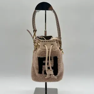 Pre-owned FENDI Nubuck Mini Bags Mini Shearling Mon Tresor Bucket Bag