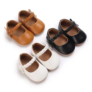 Baby Girls Shoes Soft Sole PU Leather Bow Crib Shoes Non-slip Flats Toddler Shoes