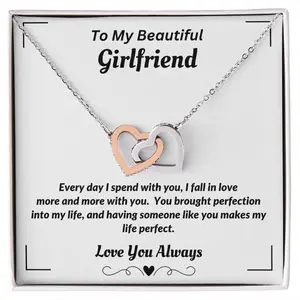 Boyfriend To My Girlfriend Pendant Necklace I Fall In Love More  Interlocking Hearts Necklace Gift for Girlfriend Birthday Christmas Gift Necklaces