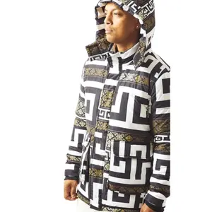 Men's White Hooded Fancy Puffer Jacket