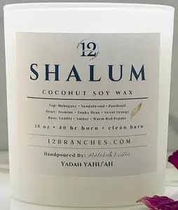 Shalum Luxury Candle - Coconut Soy Wax | Clean Linen Rose Scent | Clean Burn | Hand Poured | 10 oz / 16 oz
