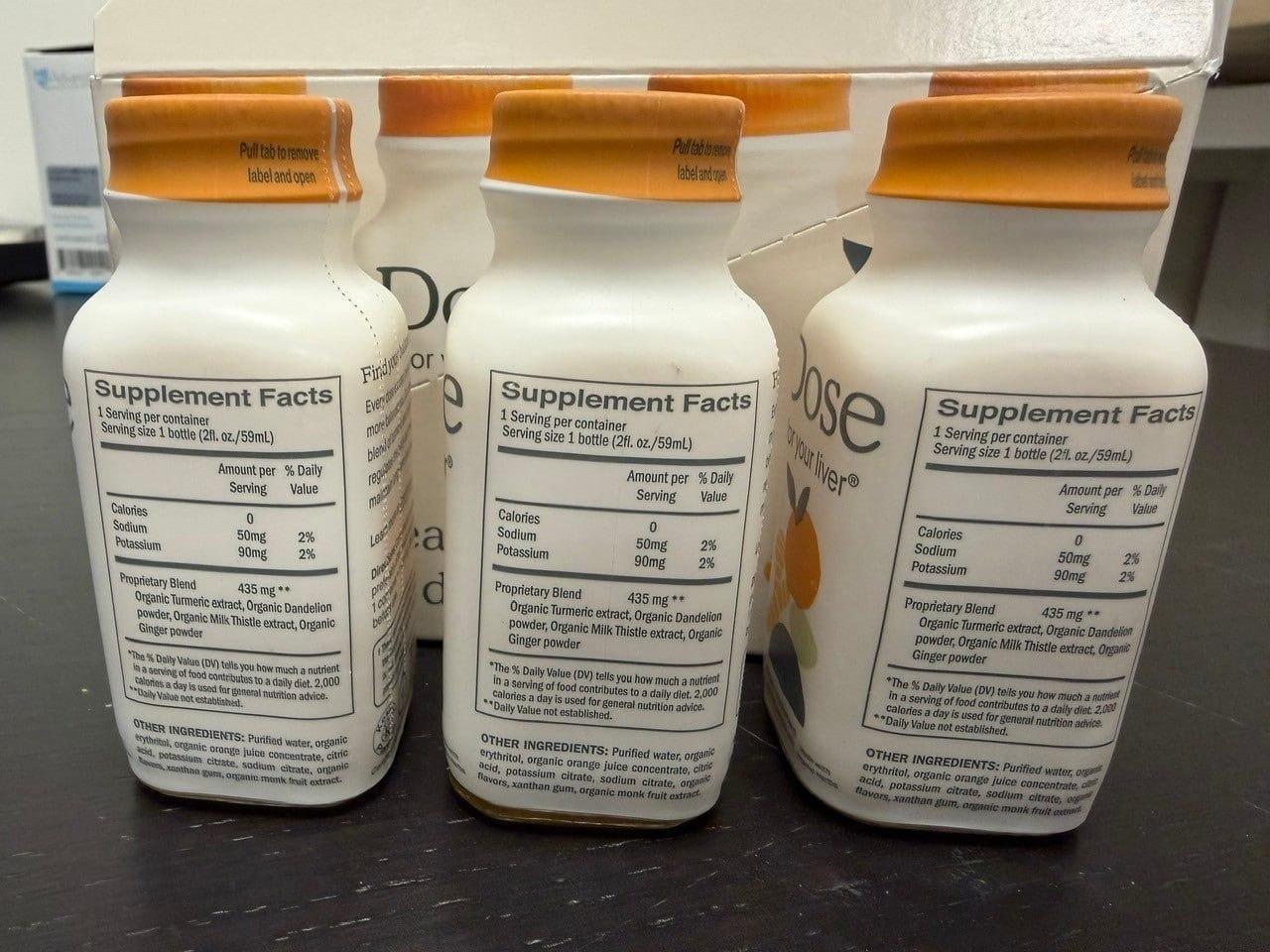 DOSE For Your Liver Organic Daily Detox Shots 2oz | Turmeric Milk Thistle Dandelion Liver Cleanse & Detox Support, USDA Organic, 2/6/12 Pack