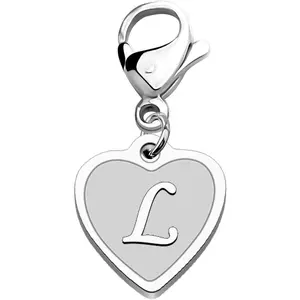 Initial Letter A-Z Alphabet Heart Charms for Jewelry Bracelet Keychain Necklace Initial Stainless steel Clasp Clip on Charm