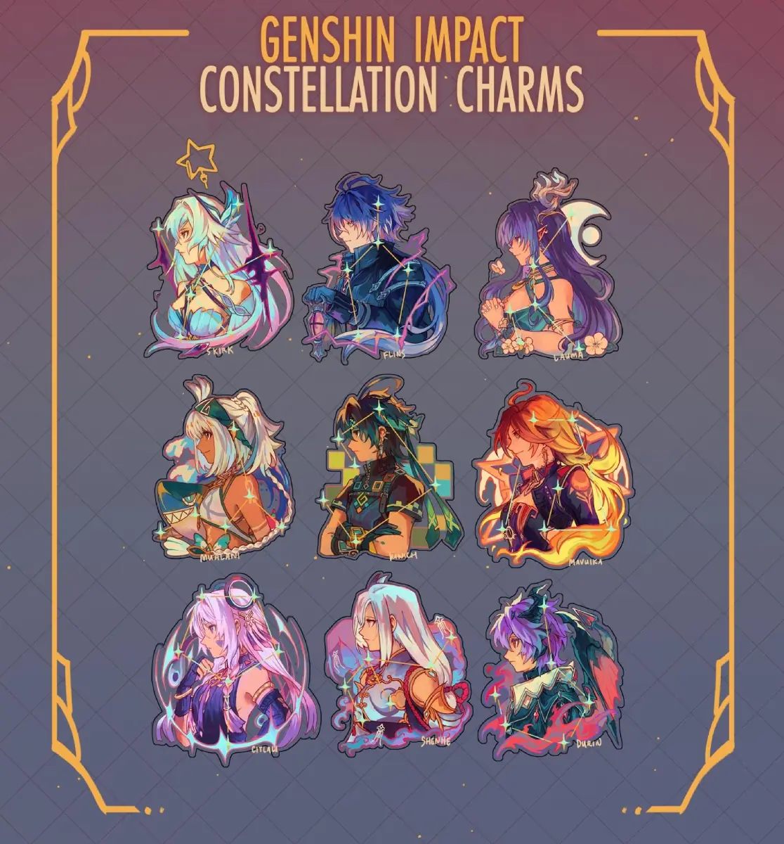 Genshin Impact Gold Foil Constellation Charms