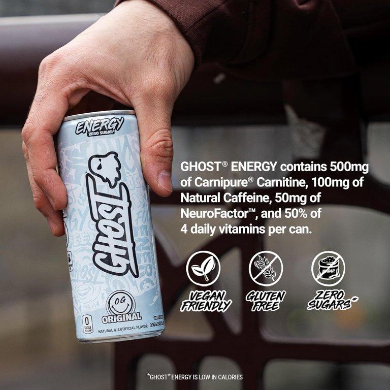 Ghost Energy Drink OG Original Clean Citrus Flavor Sugar-Free Performance 16 fl oz Cans Pack of 4 Zero Sugar Vegan Friendly