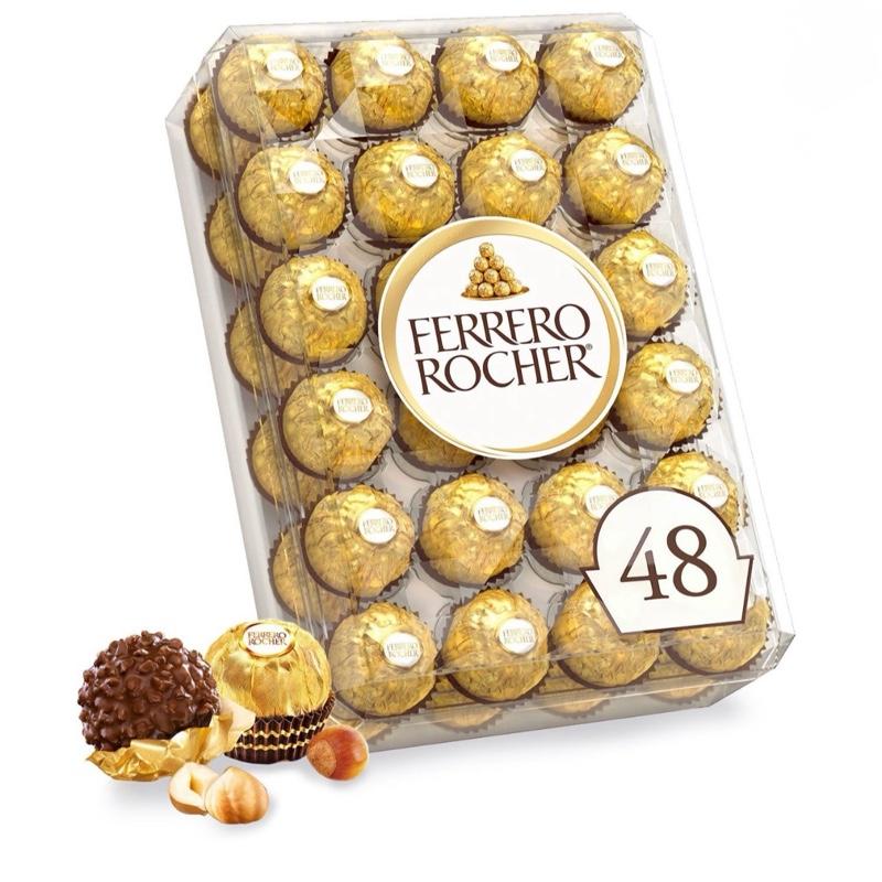 Ferrero Rocher Premium Milk Chocolate Hazelnut 48 ct Snack Bonbon Delightful Treats in Clear Box Perfect for Sharing or Individual Enjoyment Dessert Creamy gif box