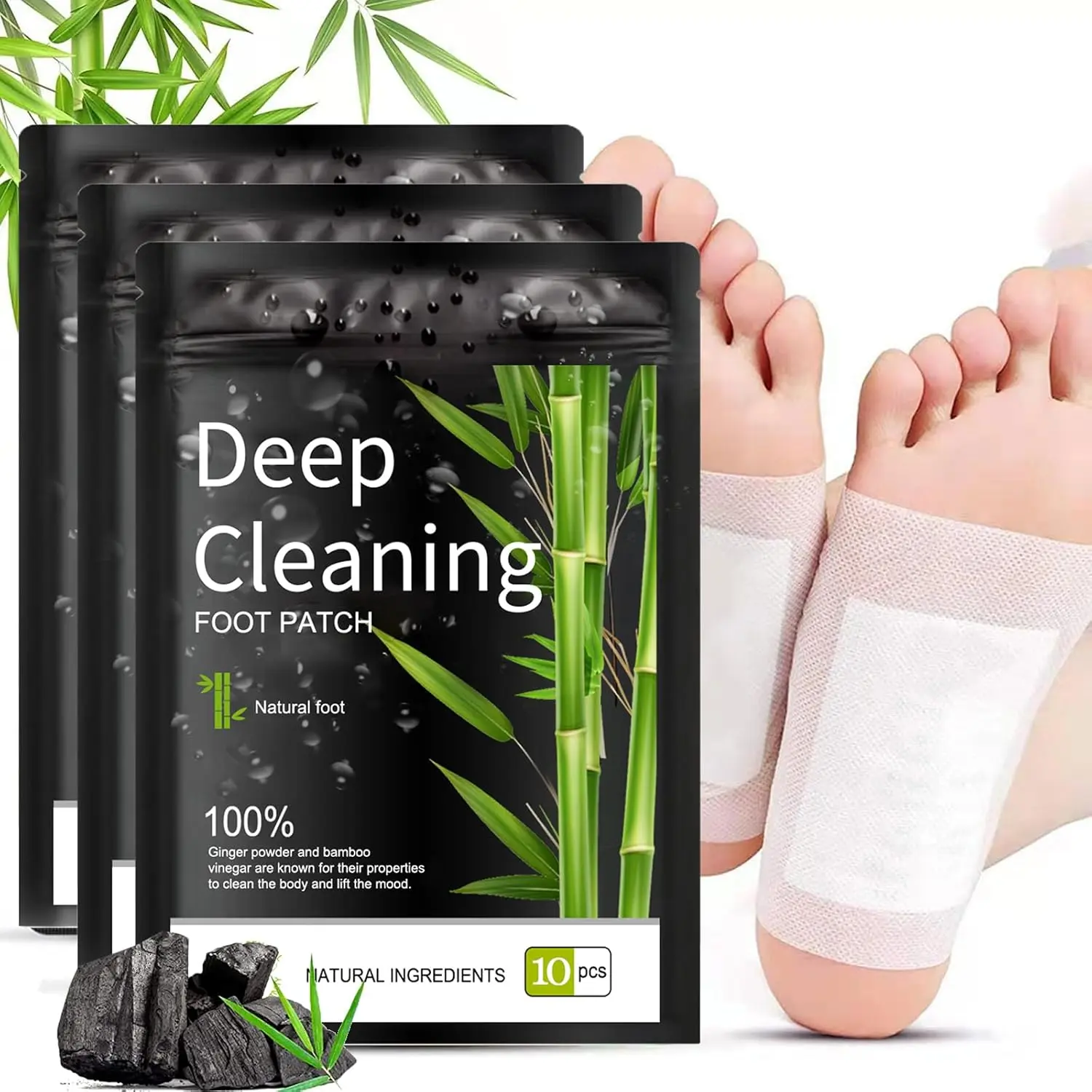 20PCS Bamboo Charcoal Foot Patches, Overnight Foot Care Patches with Ginger, Wormwood & Tourmaline, Comfortable Adhesive Foot Stickers for Daily Foot Care Fitness, Alternative ,Treatment Zeolite Detox Pack. Herbal Blend, Wellness, Healthy