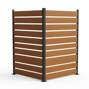 Outdoor Privacy Screen Fence 2-Panel, Cedar Decorative Wood Panels 49" H x 38" W, No-Dig Installation for Garden, Courtyard, Trash Can, AC Unit, Pool Equipment Enclosure Hider