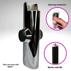 FLKR LYTR: Silver Fidget Spinner Case for Bic Lighters High-Quality Stainless Steel Body Durable Shiny Finish Accessory