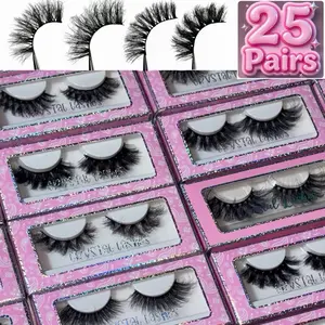 25 Pairs False Lashes Mixed Fluffy Styles 12mm-25mm Lengths Faux Mink Full Volume High Quality Strip Eyelashes Long Lasting Makeup