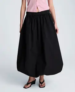 Poplin Pull On Bubble Maxi Skirt