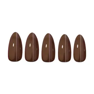 Chocolate Glaze Press-on Nails Cozy Chic Fall Glossy Almond Shape Decadent Brown Hue Salon-Quality Instant Elegance Reusable Comfort Fit