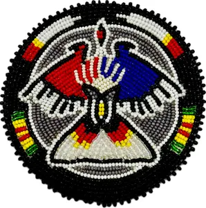 Handmade beaded multicolor Eagle 3 inch rosette/applique
