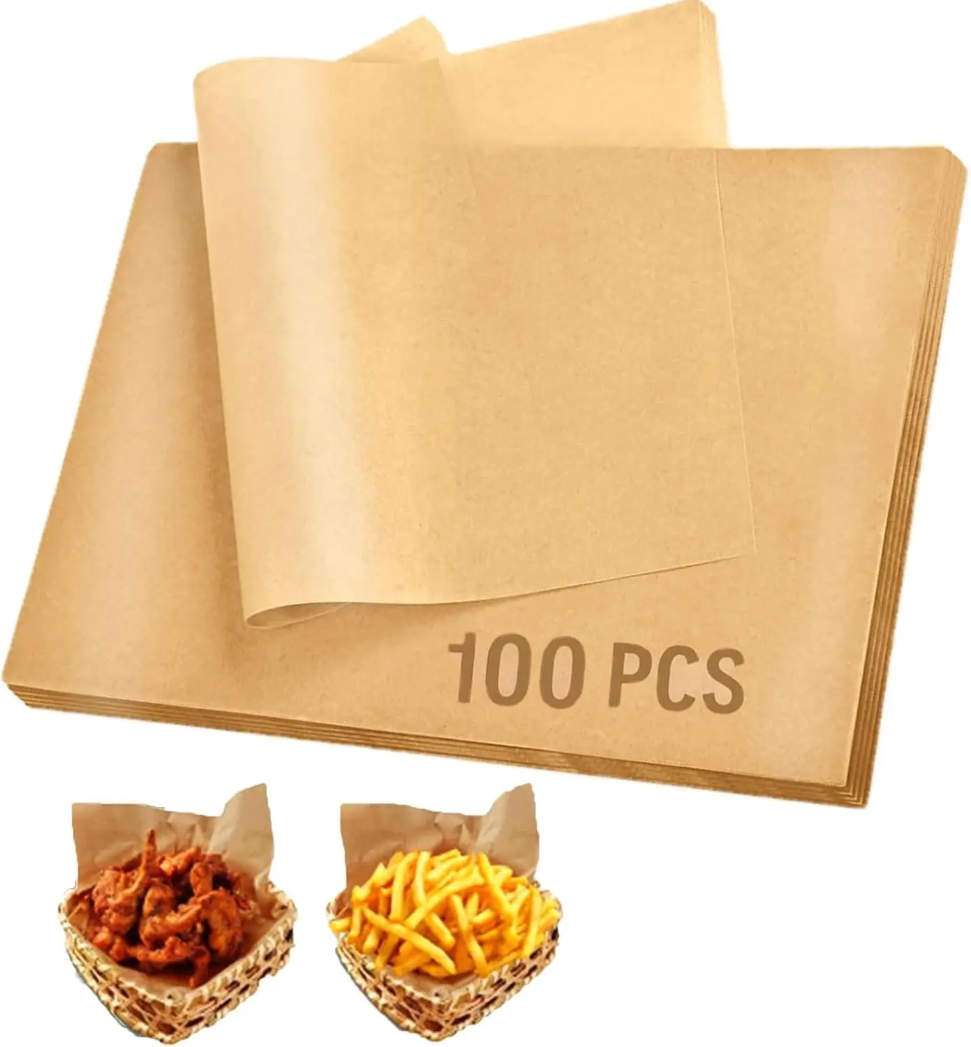 Unbleached Parchment Paper Sheets for Baking,Brown Parchment Paper Squares | Baking Sheets for Baking Cookies,Cooking,Air Fryer,Oven (9*13inch）