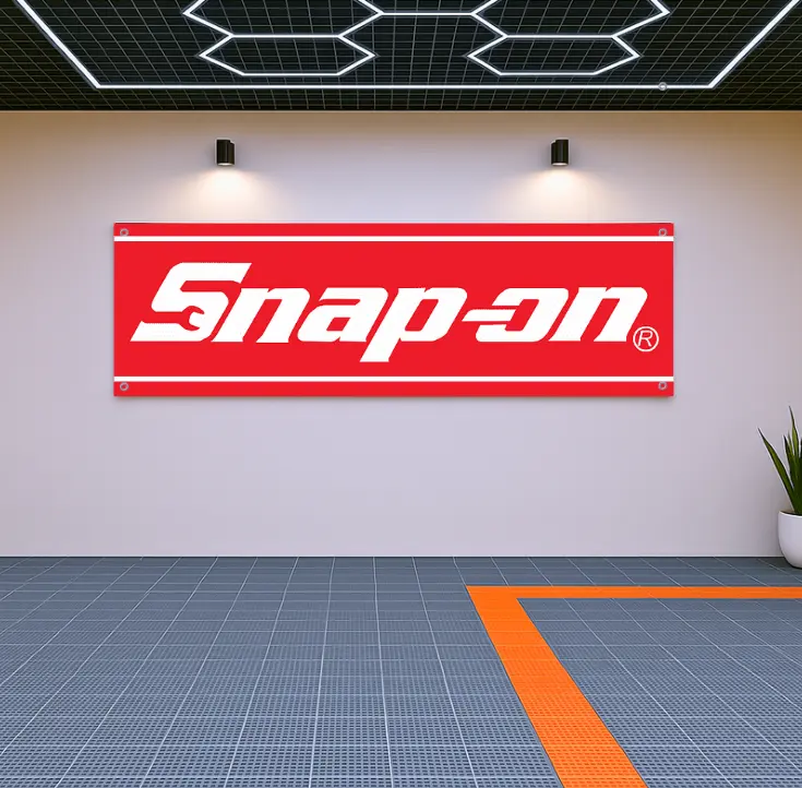 Snap-on Tools Flag Banner 71x24" – Garage or Workshop Wall Art, Mechanic Decor, Tool Brand Tapestry, Gift for Car Guys & DIY Enthusiasts