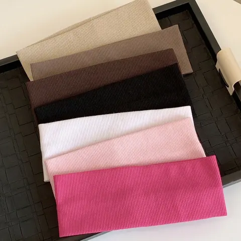 Solid Knitted Headband, High-Elasticity Sweat-Absorbing Hair Band for Women and Girls, Casual Workout Hair Accessory, Stretchy Sports Headbands