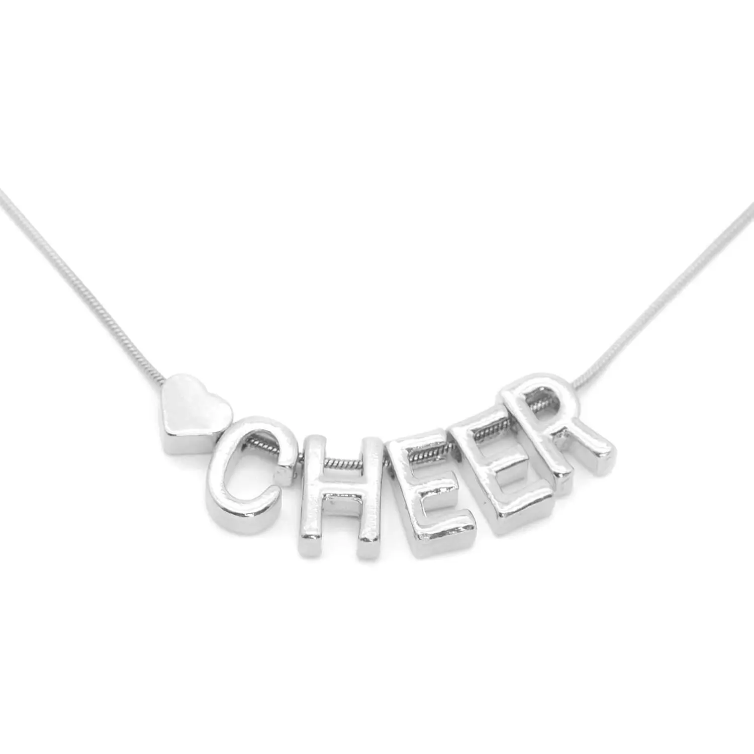 Cheer Necklace Cheerleader Cheerleading Teens Letter Love Heart Pendant Stainless Steel Chain Dainty Jewelry Gifts