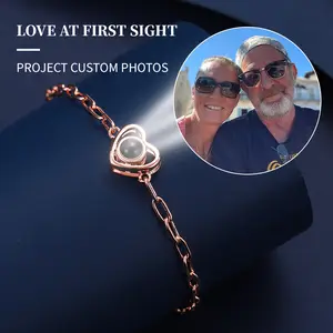 L&M Photo Custom Projection Jewelry Personalized Birthday Gift Minimalist Stylish Heart Hollow-Out Bracelet HD Projection  Perfect Gift for Parents Partners stocking stuffer bracelet kit,custom gift Interchangeable Christian Silicone Bracelets