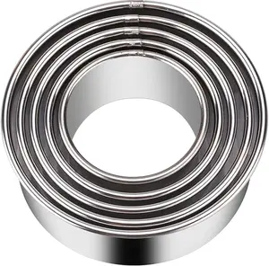 5 Pieces Biscuit Cookie Slicer Set,Stainless Steel Circle Round Cookie Biscuit Slicer in Graduated Sizes Shape Molds for Pastries Doughs Doughnuts