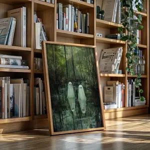 Unframed, Room Decor, Eerie Halloween Print for Goth Cottagecore Aesthetic, Whimsical Haunted Woods Wall Decor, Spooky Ghosts in Forest Swamp Poster Art– 5 Size, 8x12 to 27x40 inch