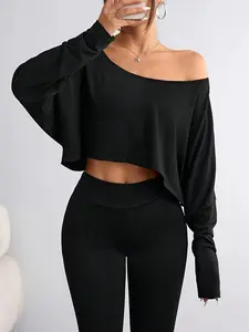 Women's Loose Solid Shirt Long Sleeve Casual Top, Comfortable for Sports Daily Wear, Layered Clothing, Office Work