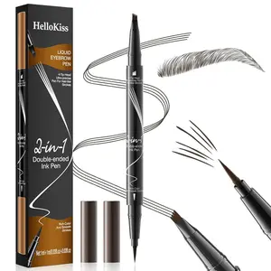 2-in-1 Dual-Ended Microblading Eyebrow Pencils,Waterproof Eyebrow Pen with 4-Fork Micro-Fork-Tip,3D Brow Pen for Natural Waterproof and Long-Lasting Women(Dark Brown)