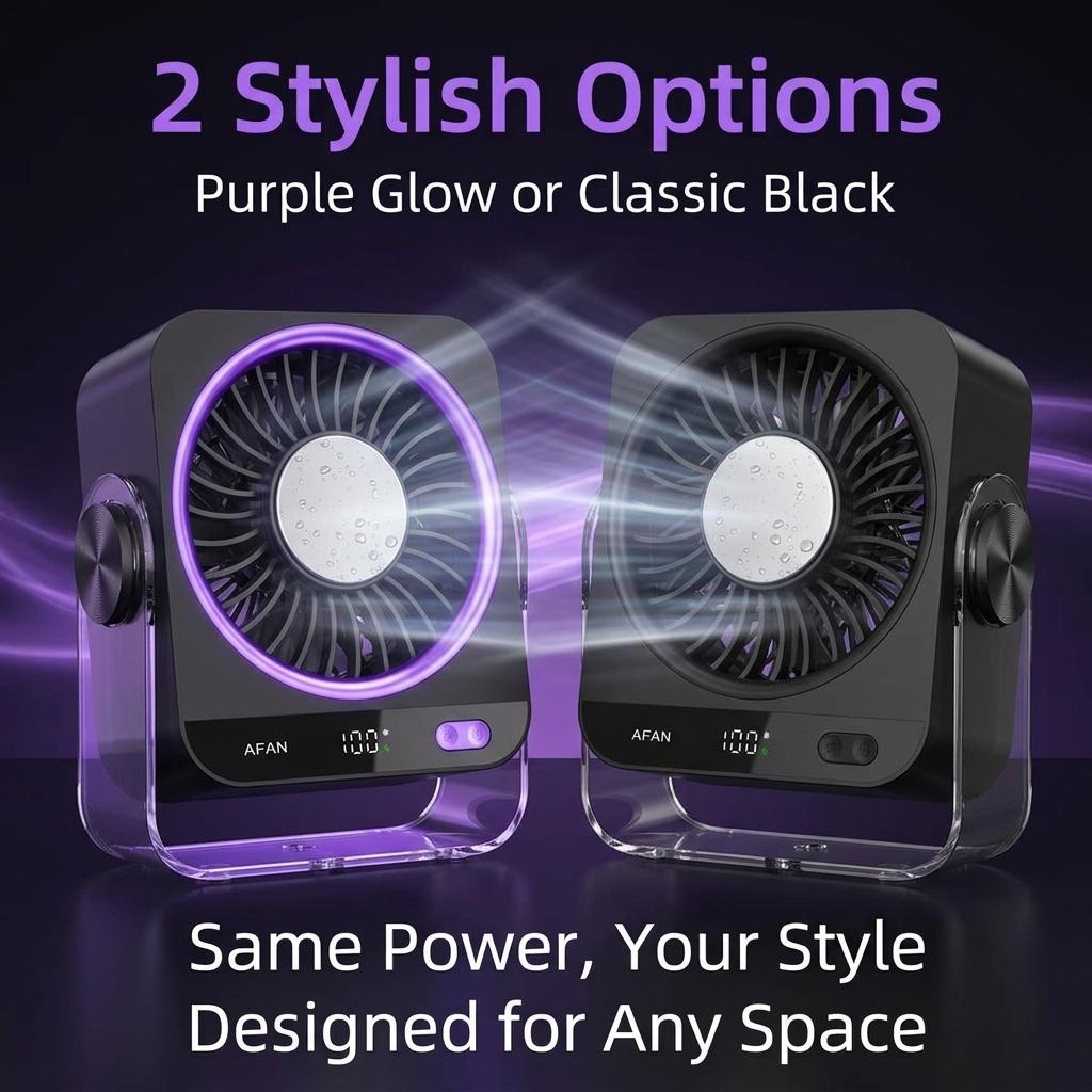 Fan That Blows Cold Air Portable – Rechargeable Turbo Table Fan with Ice Cooling Plate, Quiet Fan for Bedroom Travel Office usb