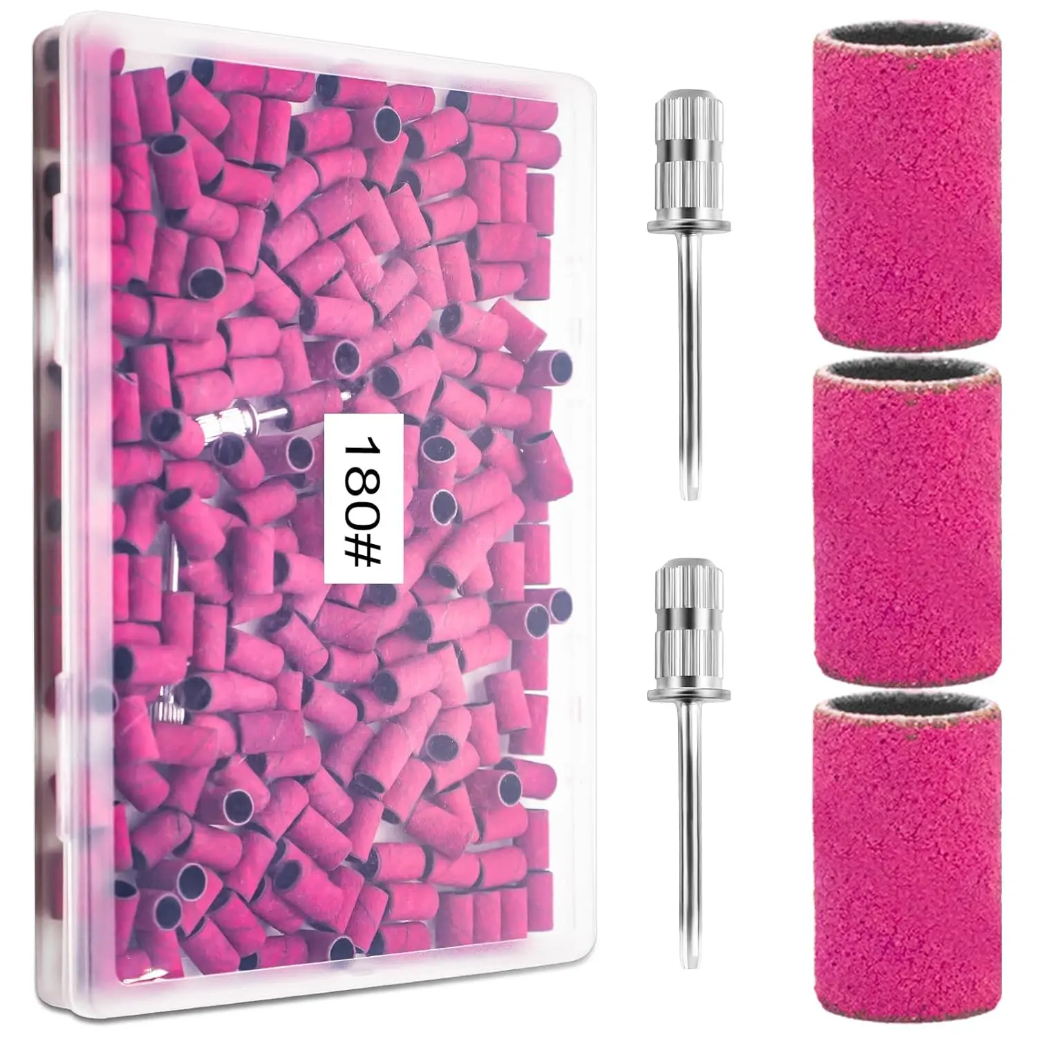 Nails Sanding Bands 180Grit Sanding Band for  Drill, 200 count  Sanding Band 180 Fine Grit with 3/32" Sanding Bit for  , Gel  and  Nails, Sand Band Set  for Manicure