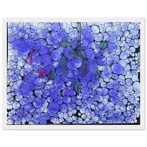 Mounted Framed Poster - Unique Ink Blot Grapes Art, Durable Pine Frame, Ready-to-Hang