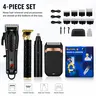 Men's 4-Piece Grooming Set: Includes foil shaver with LCD display, hair clipper, and nose hair trimmer; professional USB-rechargeable grooming tools, cordless hair clipper, and USB-rechargeable beard trimmer; ideal gift for men or for the holidays.