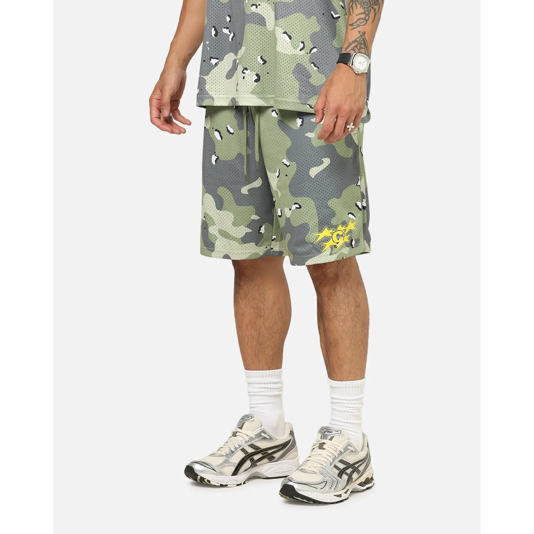 Carre Sideline Basketball Shorts Green Camo