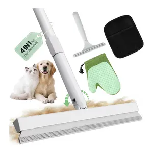 4 in 1 Pet Hair Remover Tool Kit Carpet Rake Rubber Broom Dog Cat Fur Cleaner