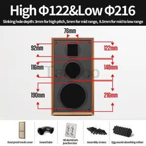 8 Inch Three-Way Labyrinth Speaker Empty Box Bookshelf Speaker Home Speaker DIY Hifi Audio Wooden Handmade Box Passive Speaker Taaboo