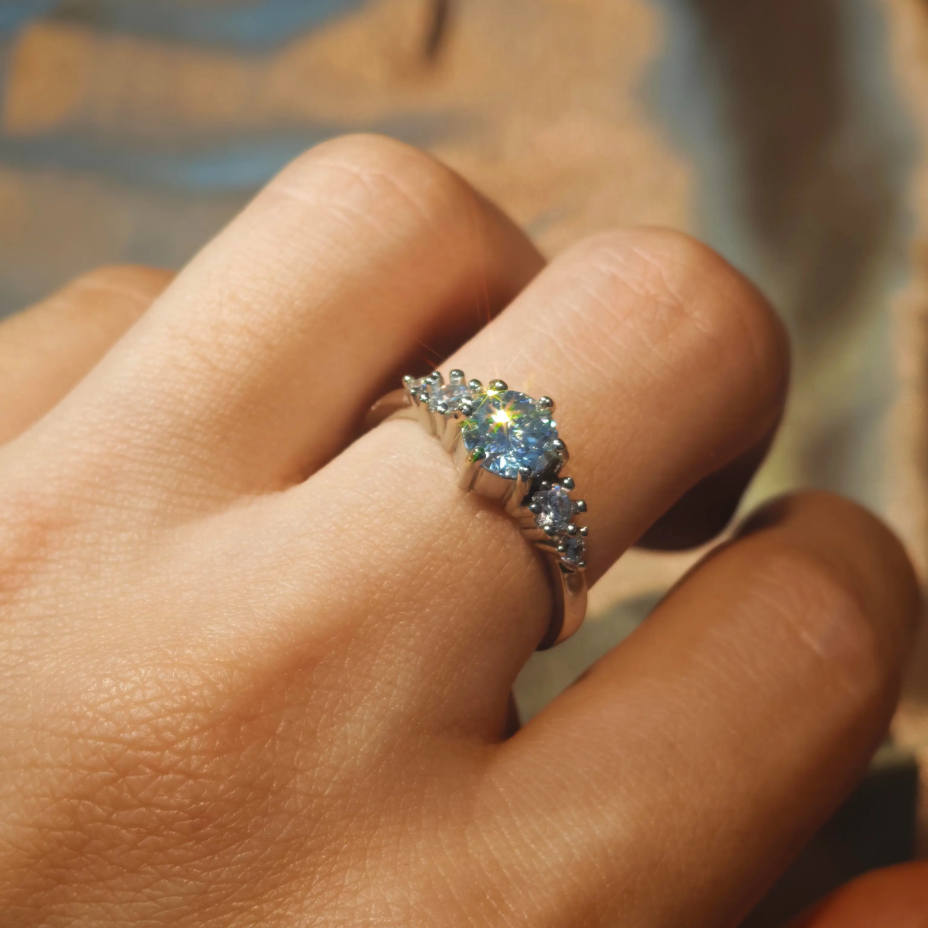 Loveden Elegant Pavé Accent Moissanite Ring | Streamlined Band, Hypoallergenic Copper Silver Plated