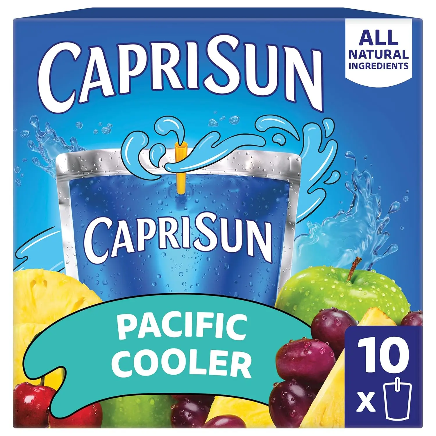 Capri Sun Juice Drink, 10 ct Box Pacific Cooler, 6 fl oz Pouches | for School Lunches and On-the-Go Hydration, All Natural Ingredients, No Artificial Colors, Flavors Or Preservatives